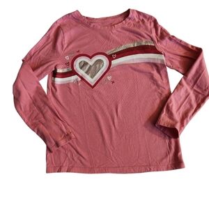 Cat & Jack Hearts Long Sleeve Shirt Size S 6/7 Pink